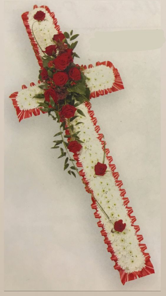 Based Cross with Corsage Pinks Florist